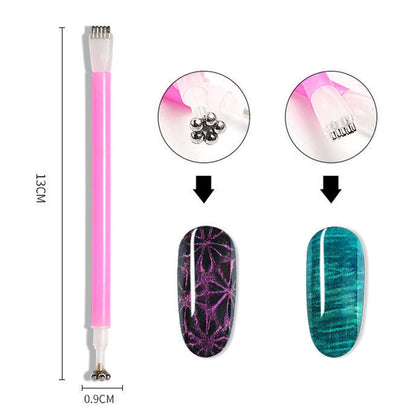 Close up view of the lightweight acrylic handles on the SILPECWEE 15 piece professional nail design kit.