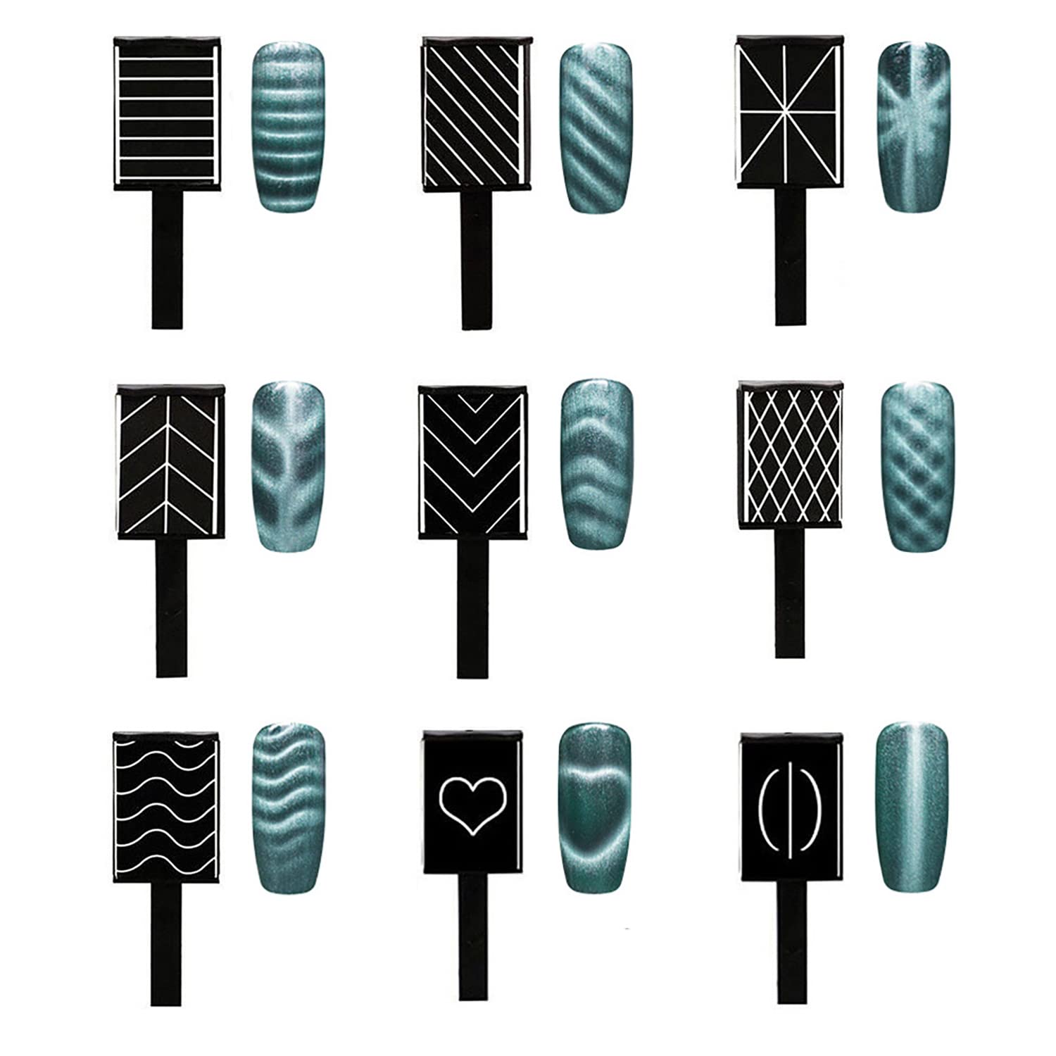 Different shapes of double ended magnetic pens included in the SILPECWEE cat eye magnets collection.