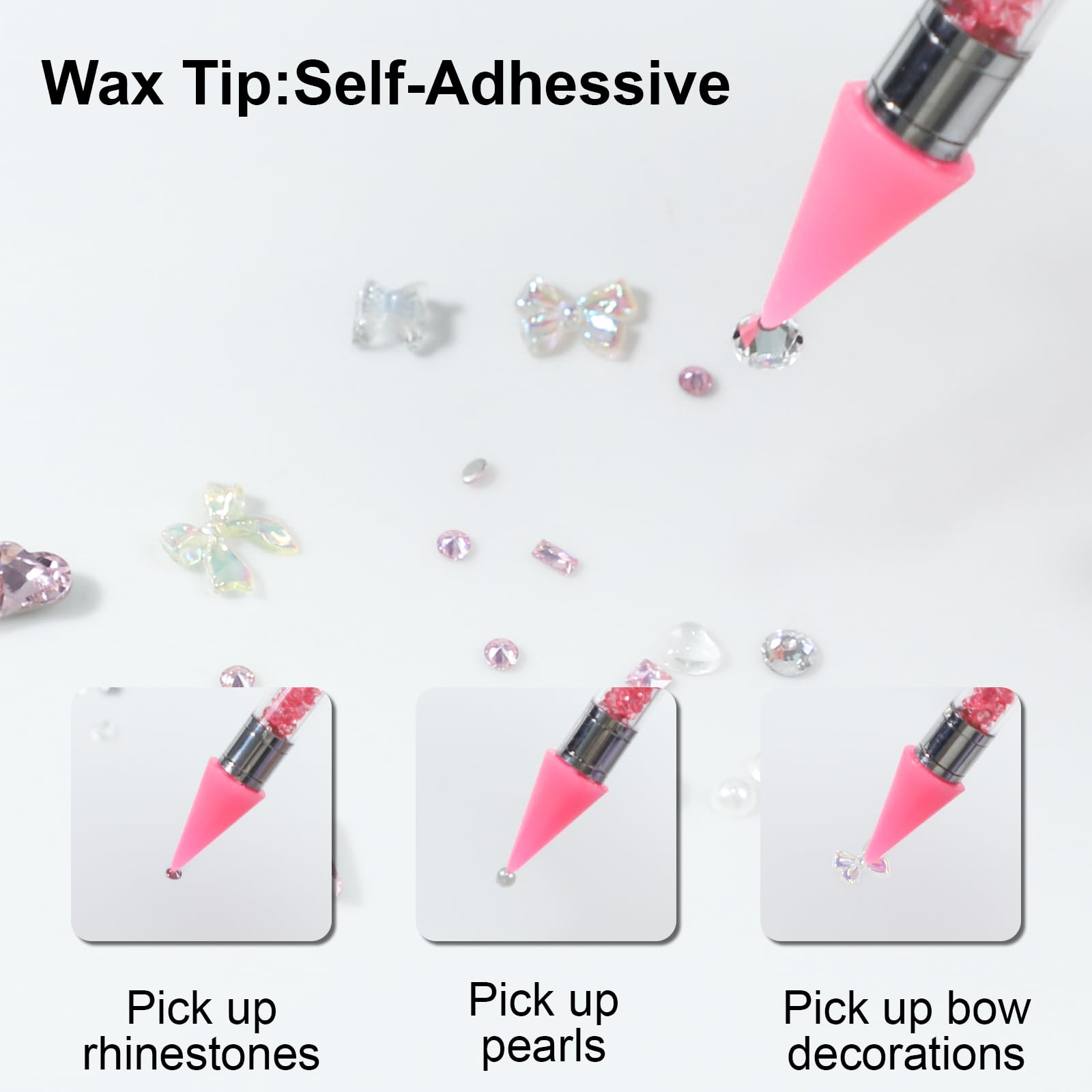 Six replacement wax tips for gem picker tools