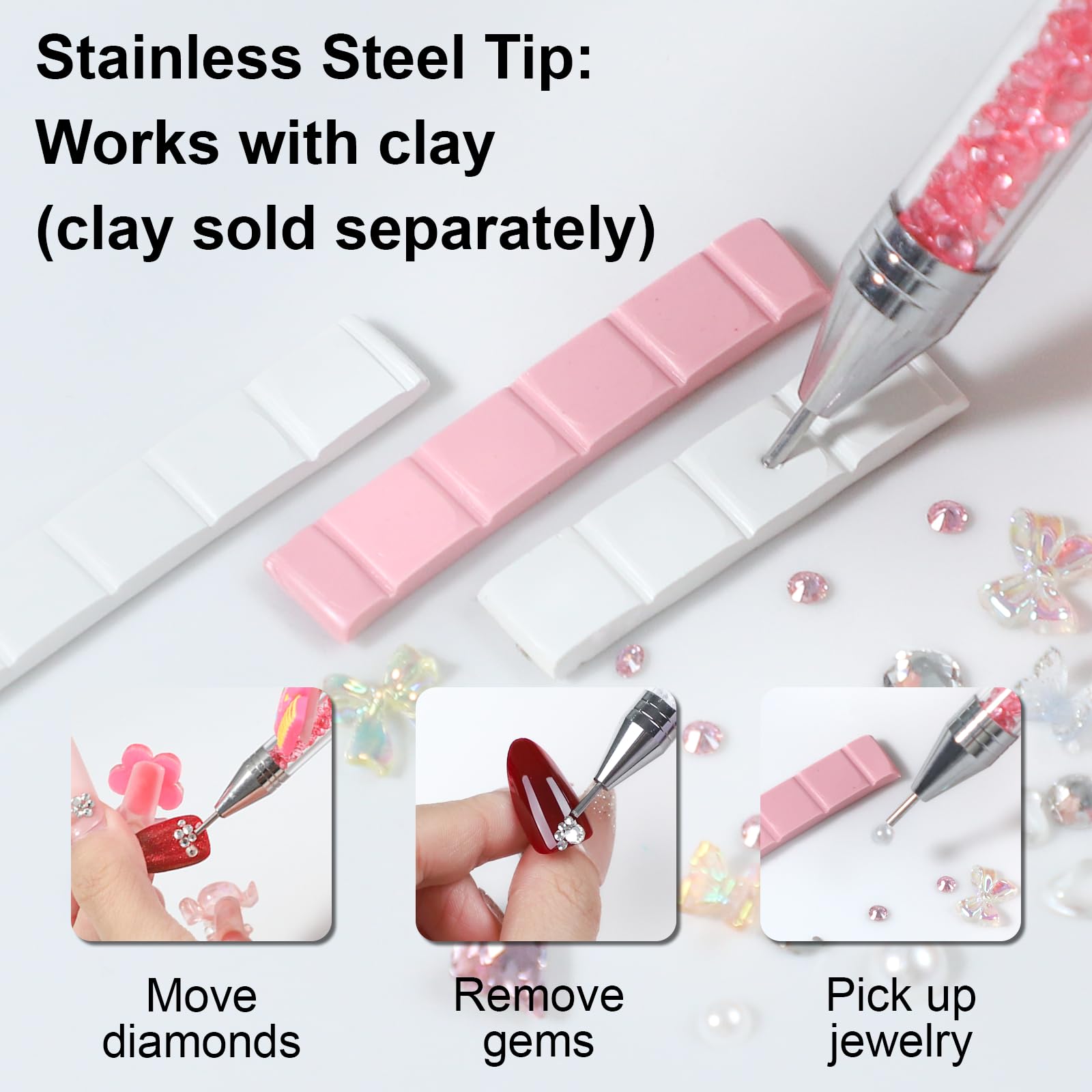 Stainless steel straight and curved tweezers for nail art