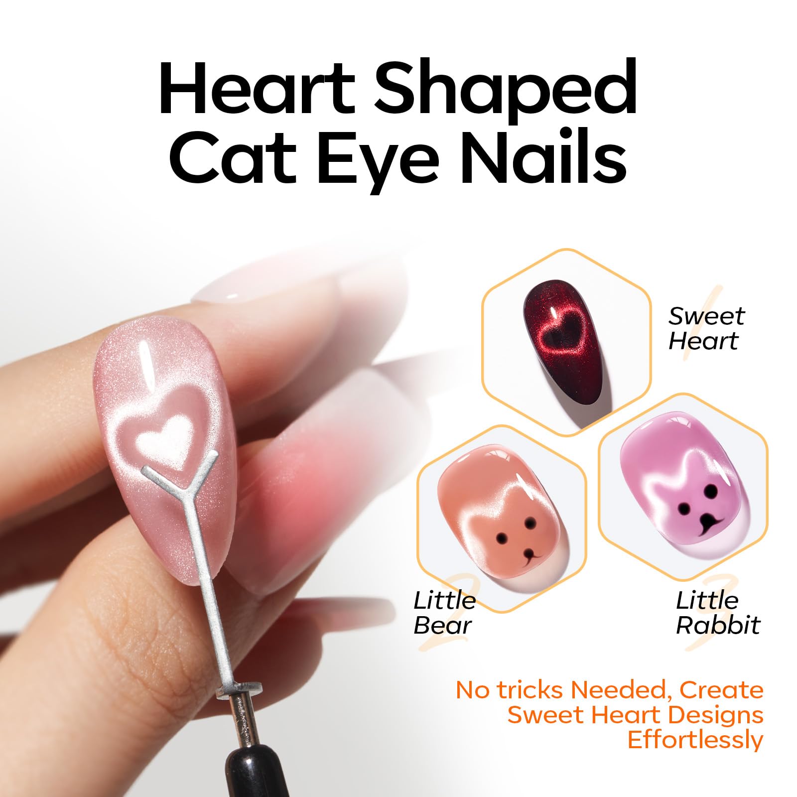 Close up of 3-in-1 magnetic pen for cat eye gel polish design
