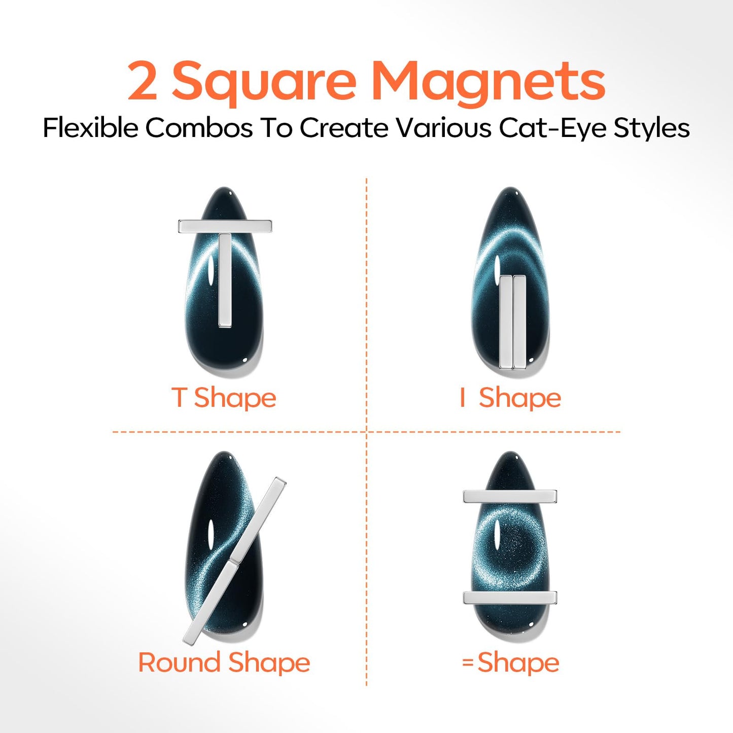 Various magnetic tools from Modelones set for 3D floral nail patterns