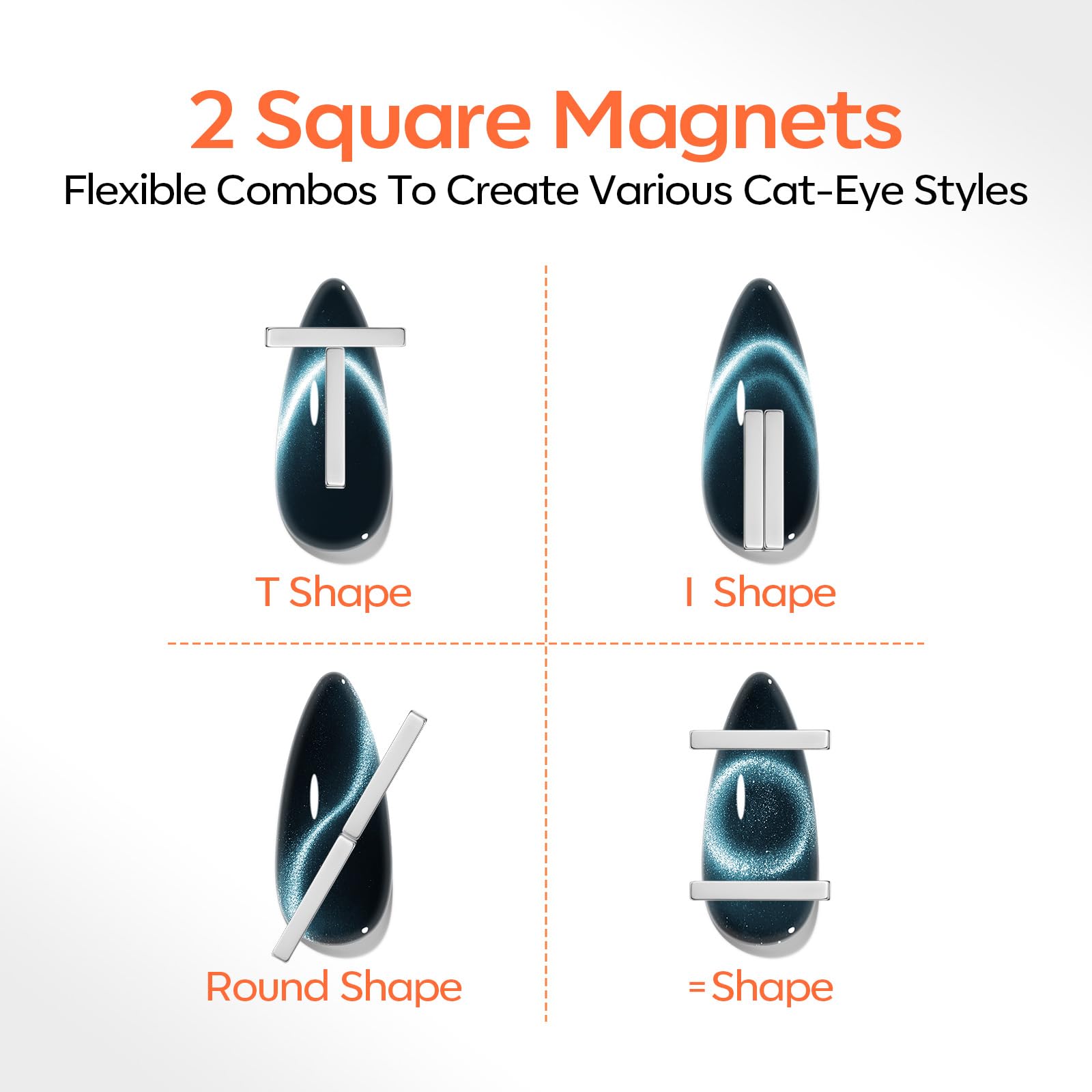 Various magnetic tools from Modelones set for 3D floral nail patterns