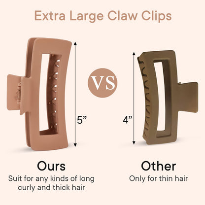 Set of 4 jumbo matte claw clips for thick hair