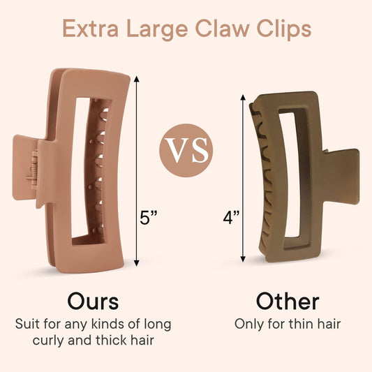 Set of 4 jumbo matte claw clips for thick hair
