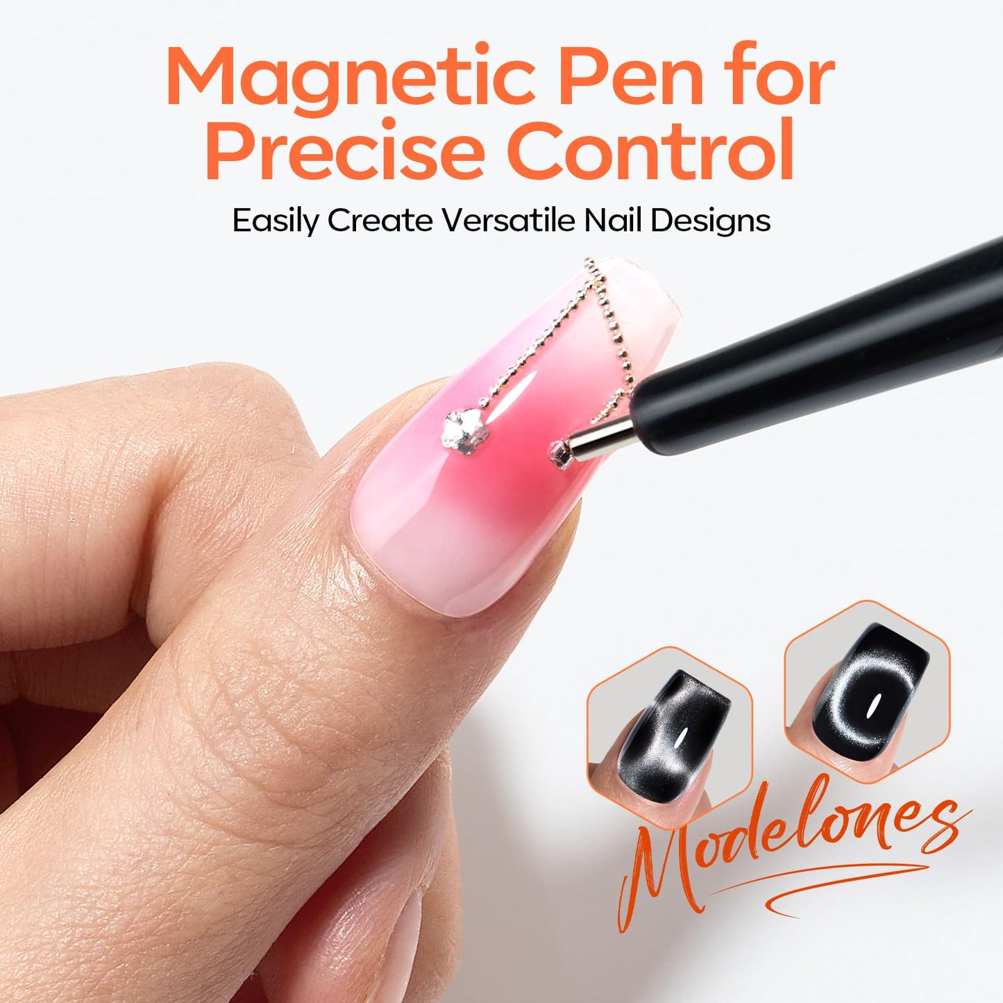 Detailed view of neodymium magnet heads for intricate nail designs
