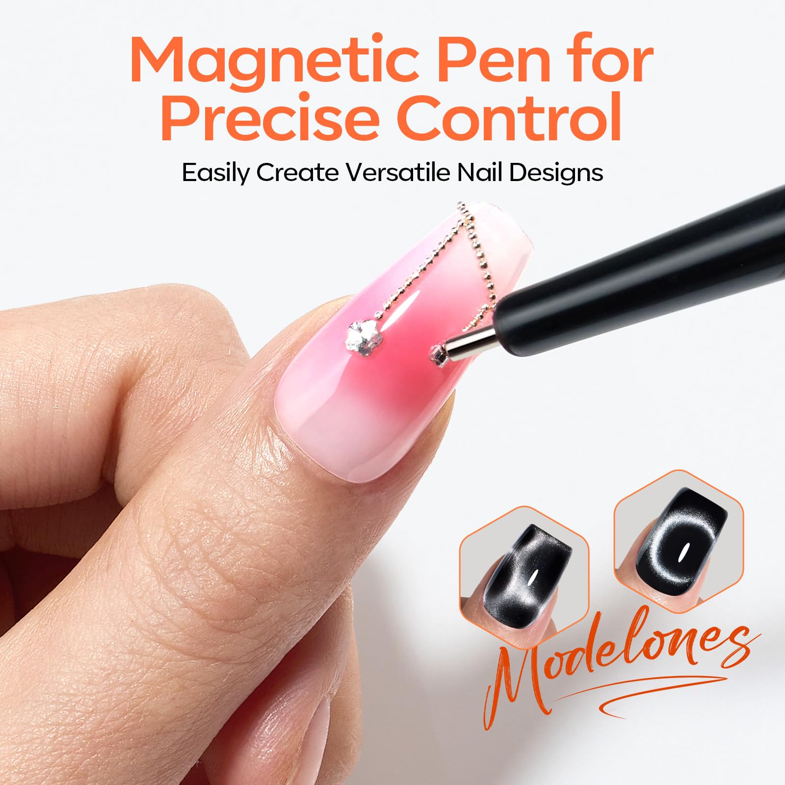 Detailed view of neodymium magnet heads for intricate nail designs