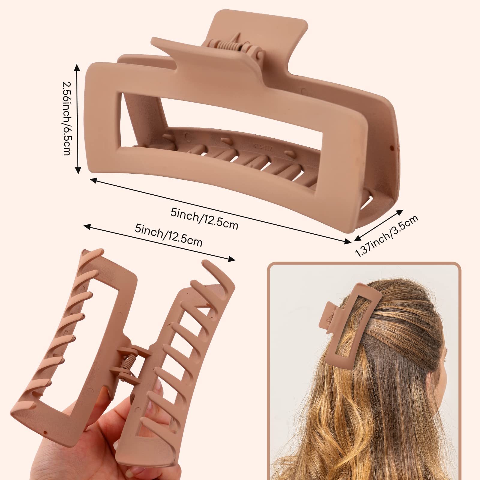 Side profile of 5 inch non slip hair claw clip