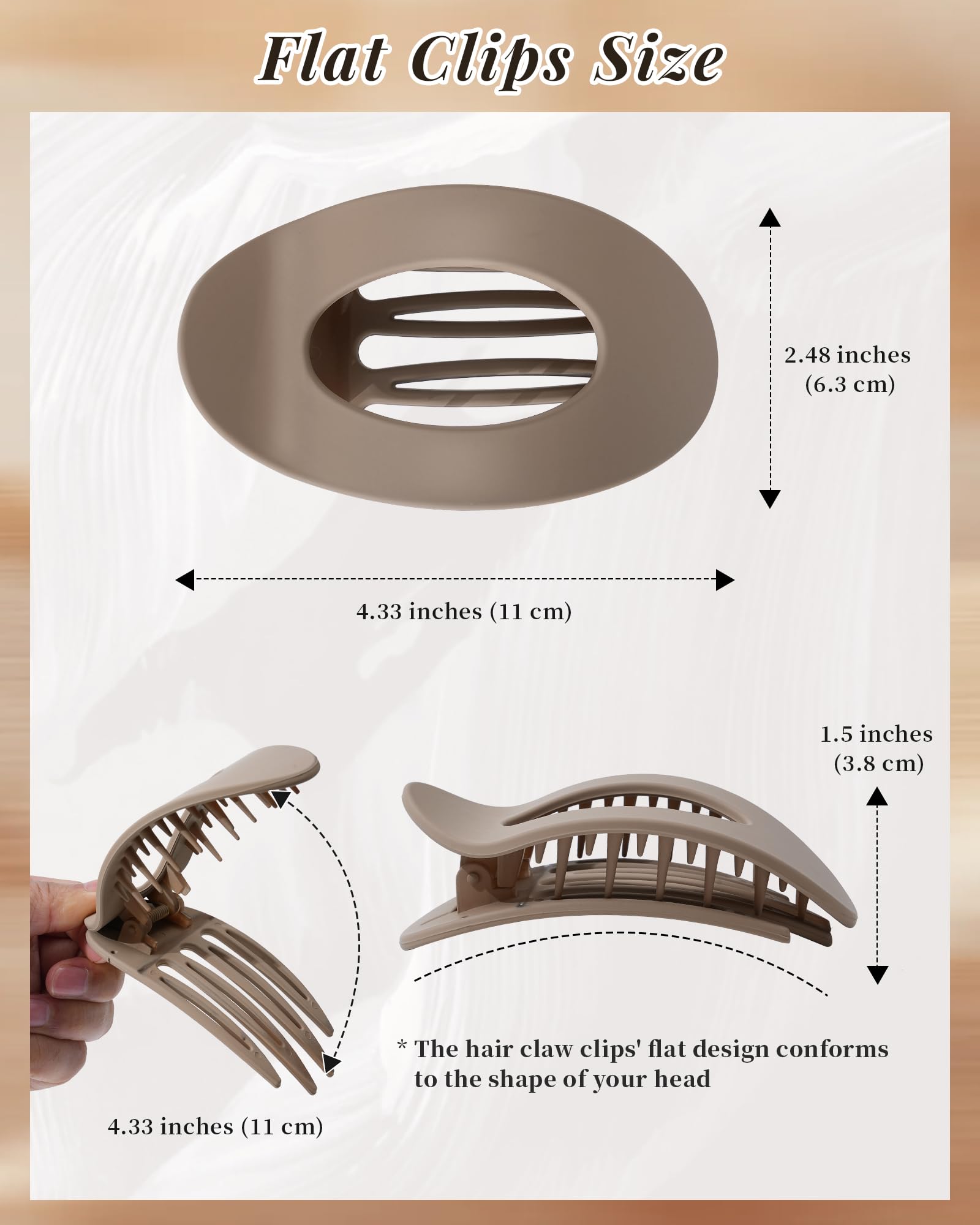 Side profile view of Mesovor flat hair clip demonstrating low profile design