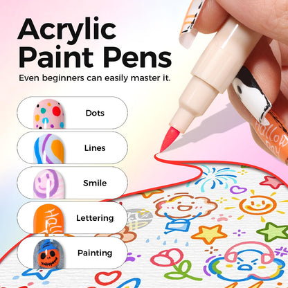 Example of floral nail design using nail art pens