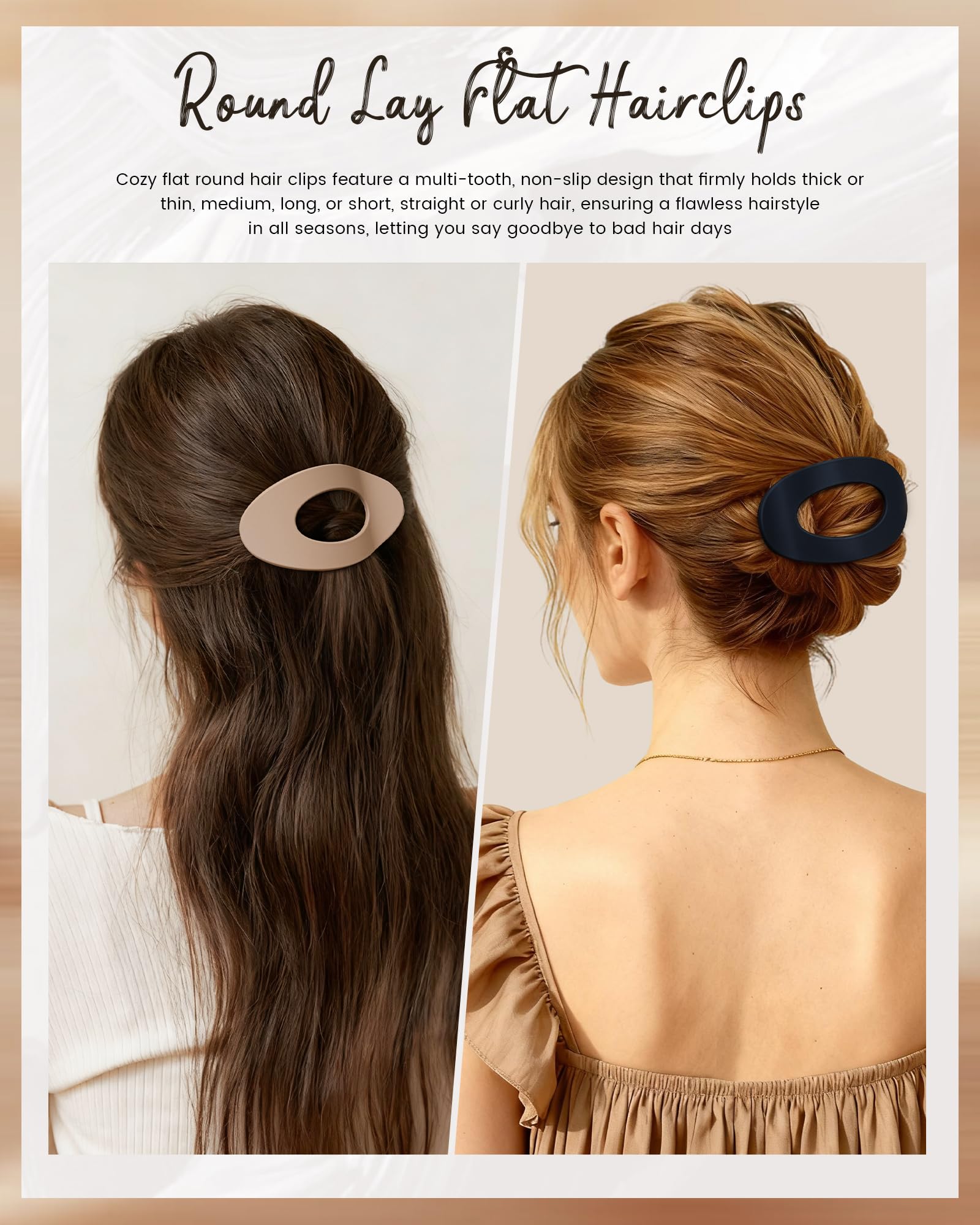 Top down view of the 4.33 inch flat hair claw clip dimensions
