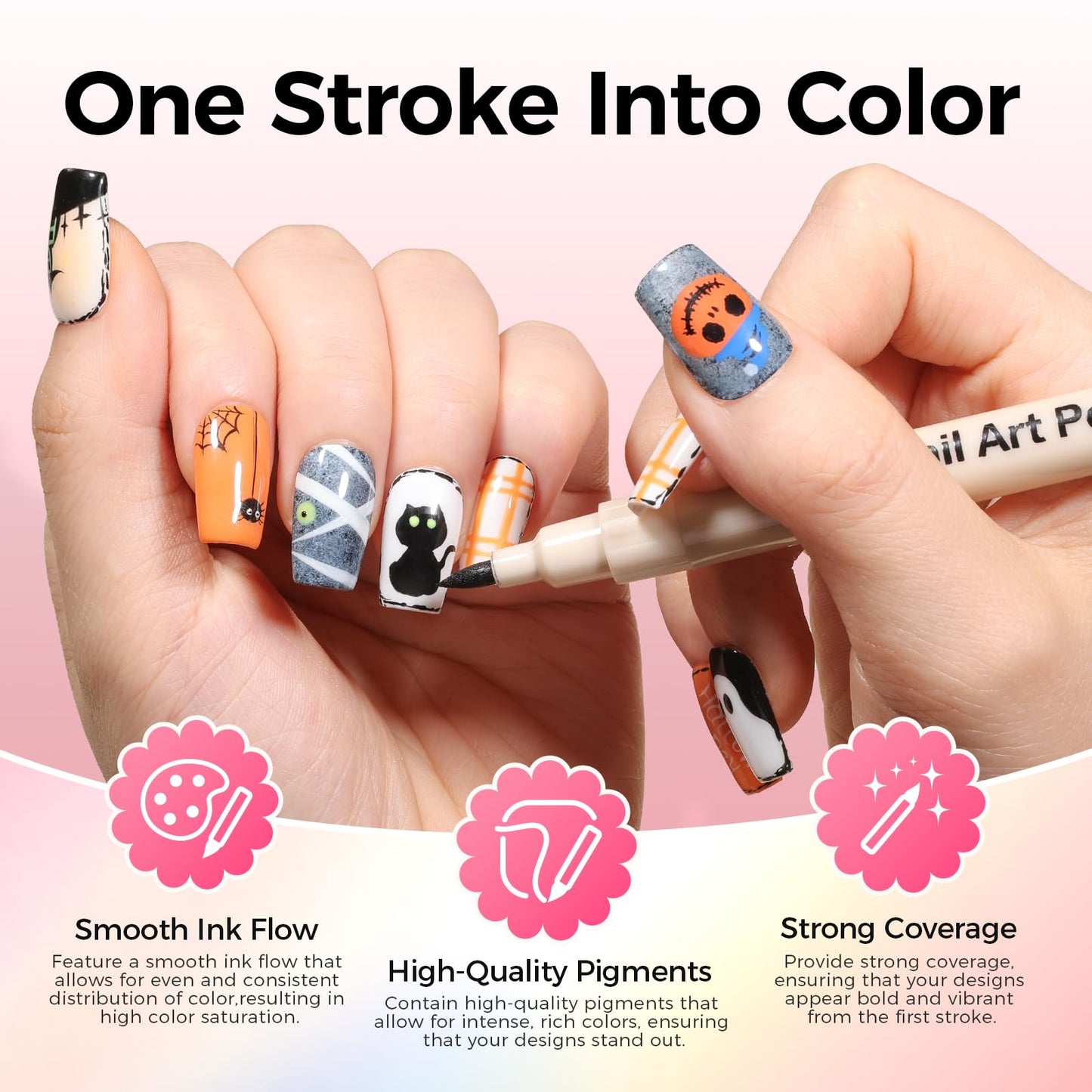 Group shot of colorful nail design patterns