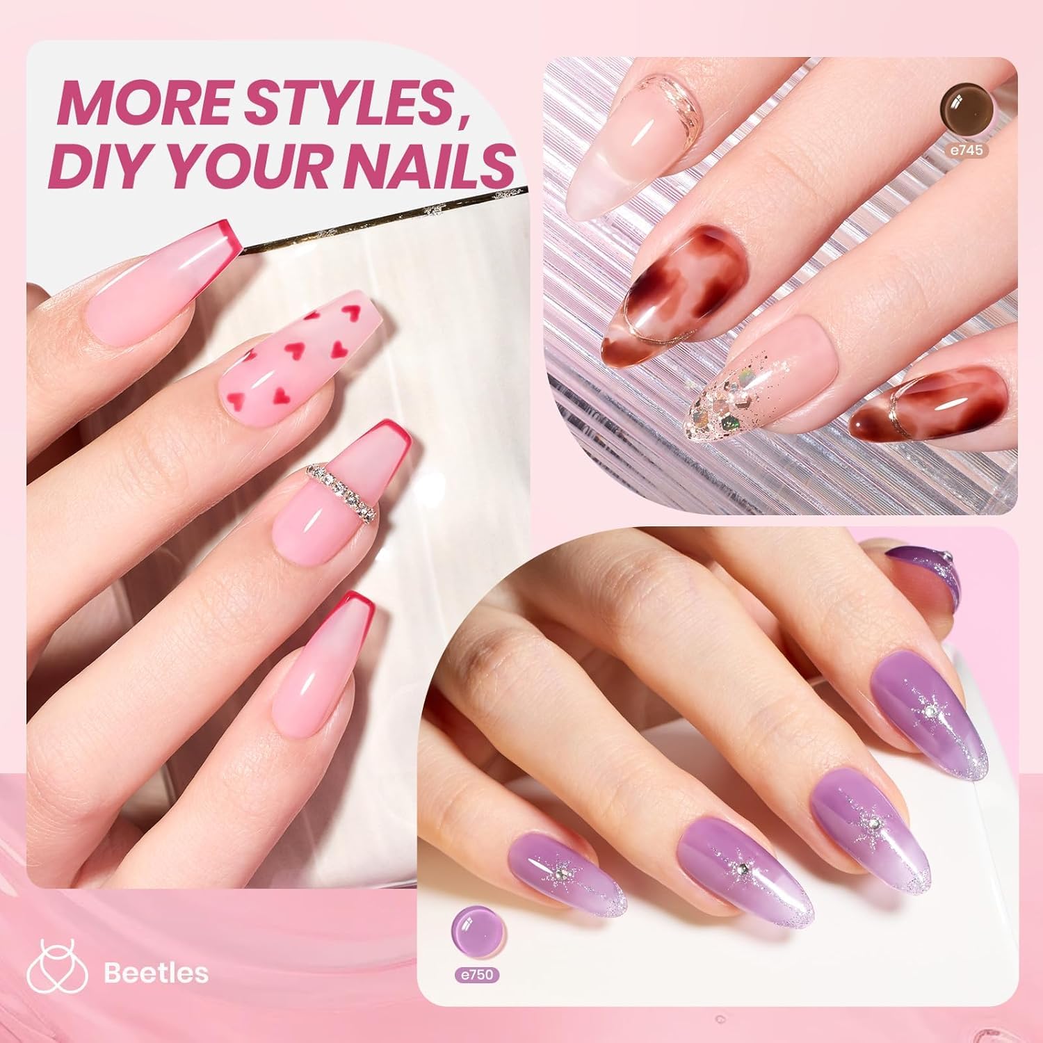 Beetles gel polish set with cat eye and glitter shades