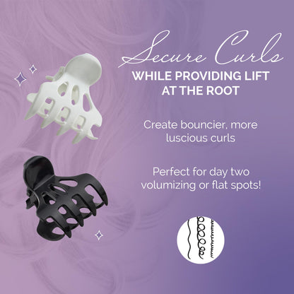 Close up of Curl Keeper wide teeth claw clips for root lift