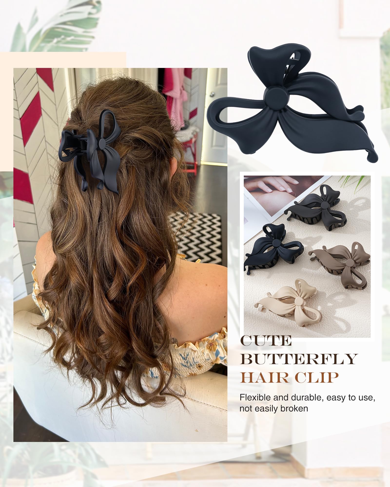 Alucia dark brown bow claw clip side profile