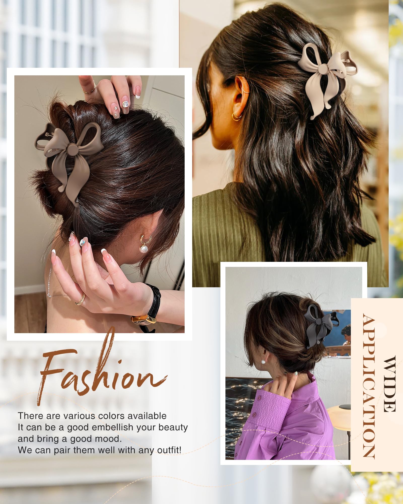 Alucia light brown bow hair clip showing spring mechanism