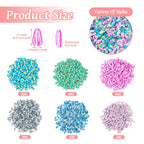 Detailed view of mixed pattern polymer clay charms in a 60 gram pack