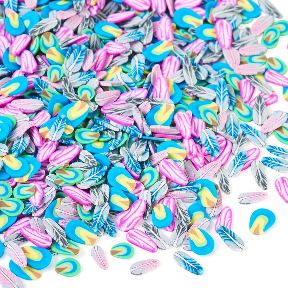 Craft supplies collection including gradient feather polymer slices