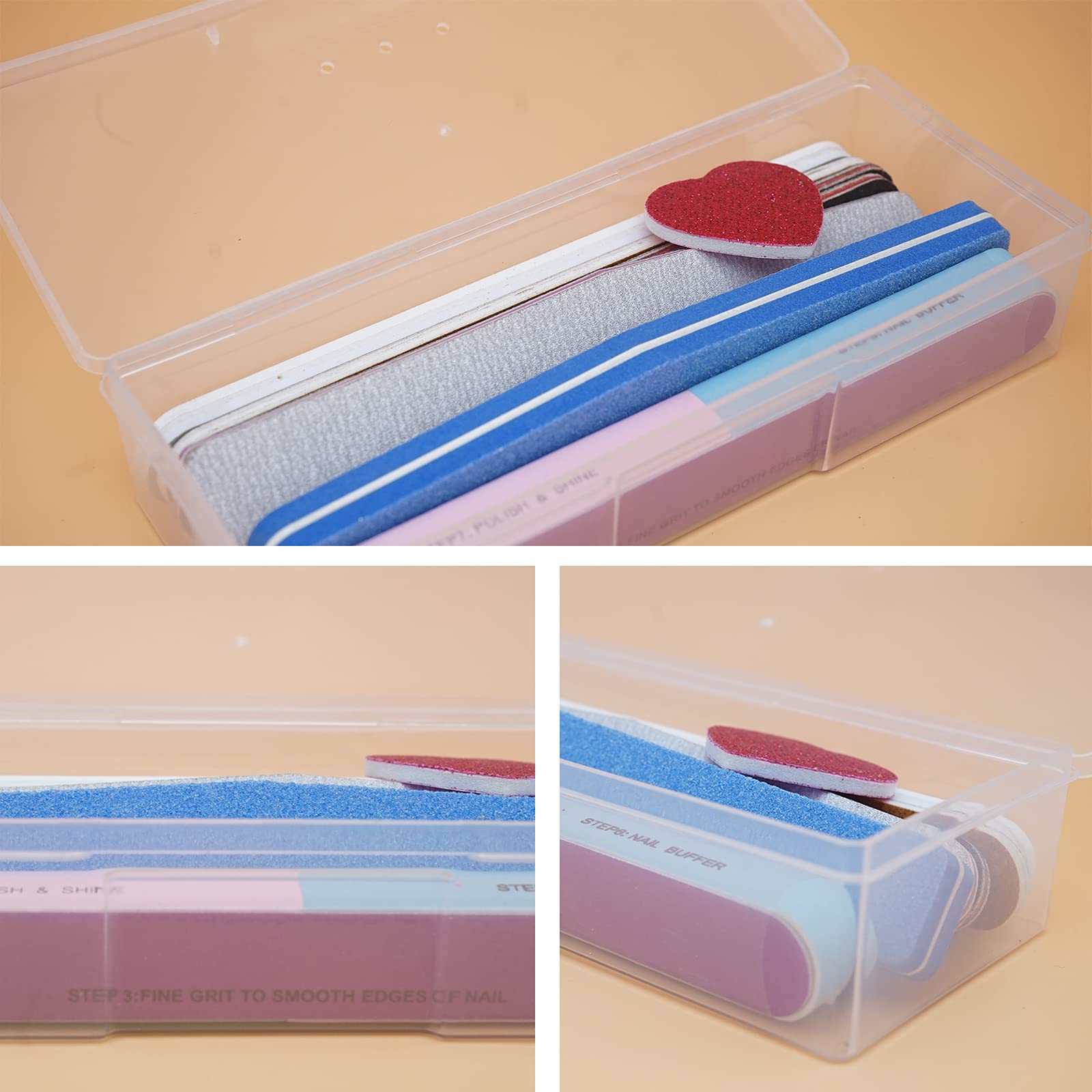 Transparent manicure tool storage box with organized labels