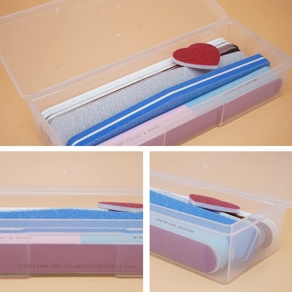 Transparent manicure tool storage box with organized labels