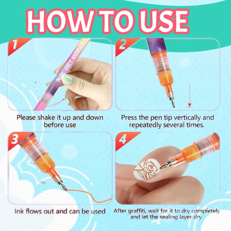 Individual color nail art pens for DIY manicure