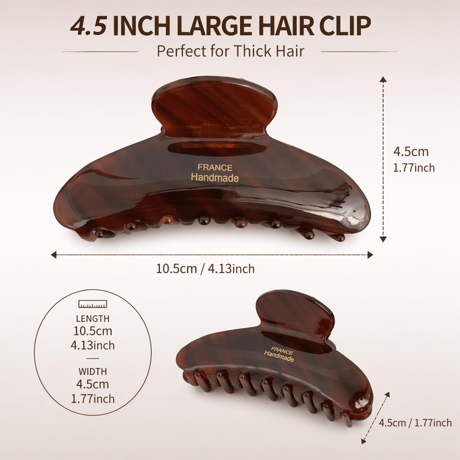 Caramel tortoise shell hair claw clip side profile