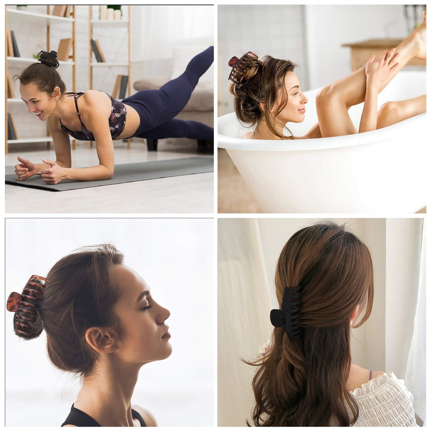 Top down view of the four-pack Owiizi hair claw clips collection