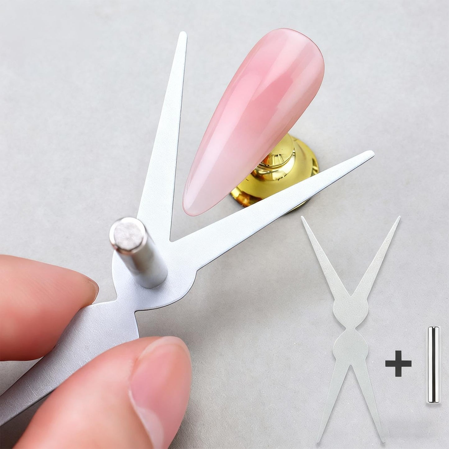 Ergonomic magnetic wand tool for precise nail polish patterns