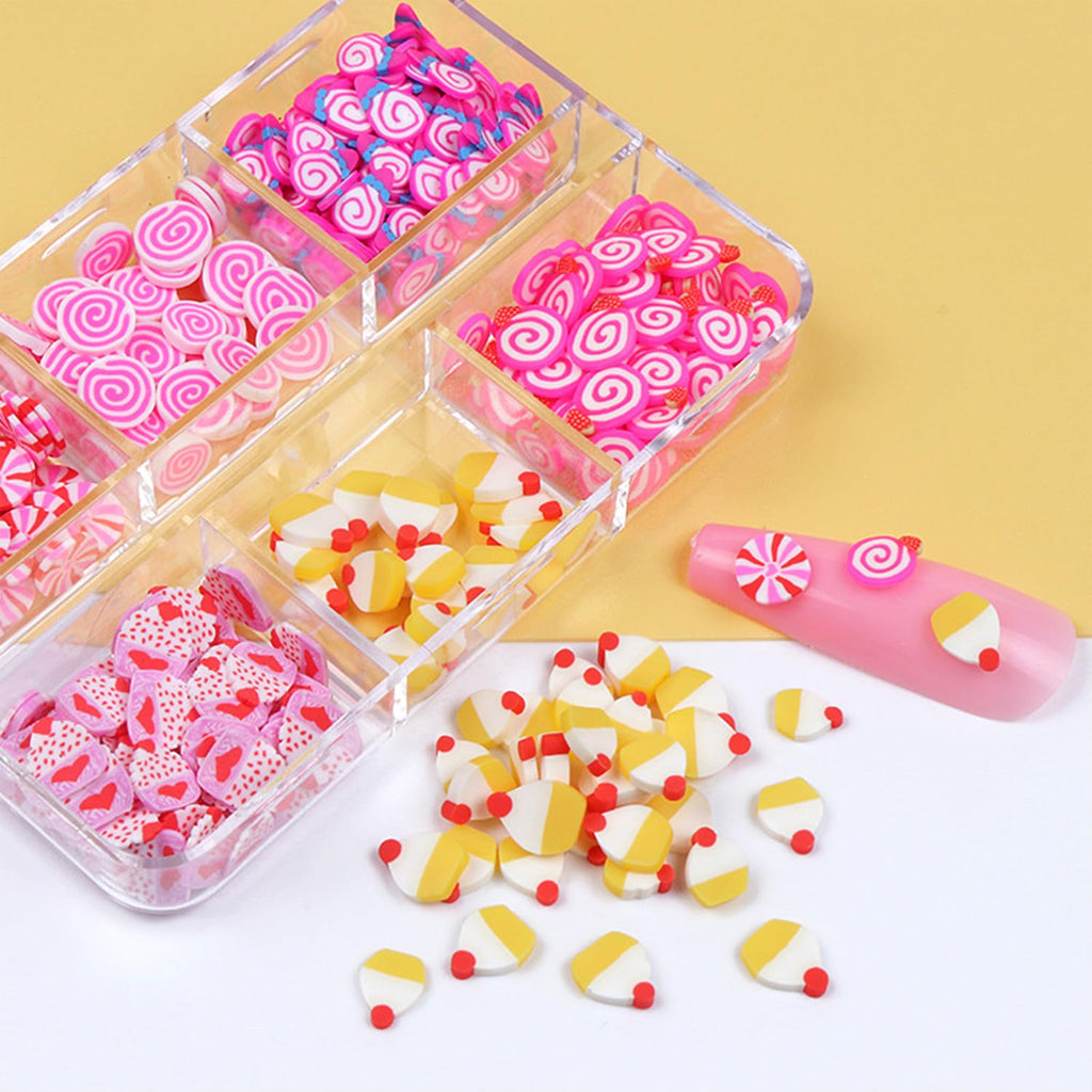 Tyuimhx polymer clay fimo slices shown with lip gloss and cellphone craft application accessories