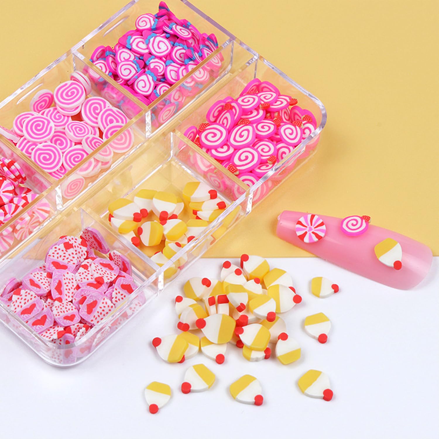Variety of kawaii food fimo slices for manicure