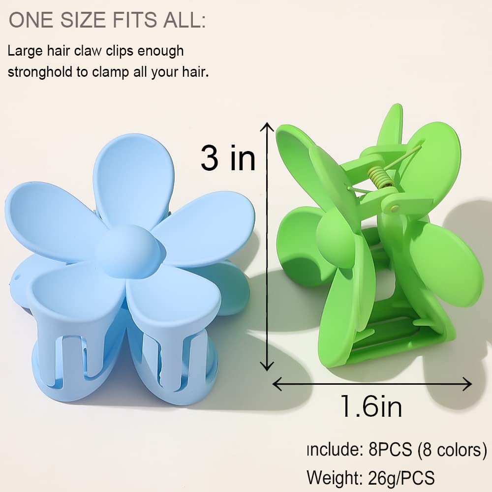Matte finish floral hair clips for women in various colors