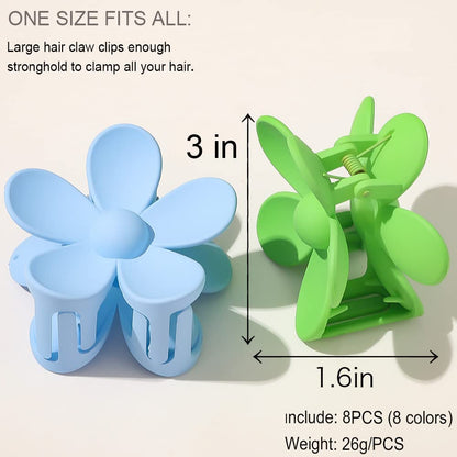 Matte finish floral hair clips for women in various colors