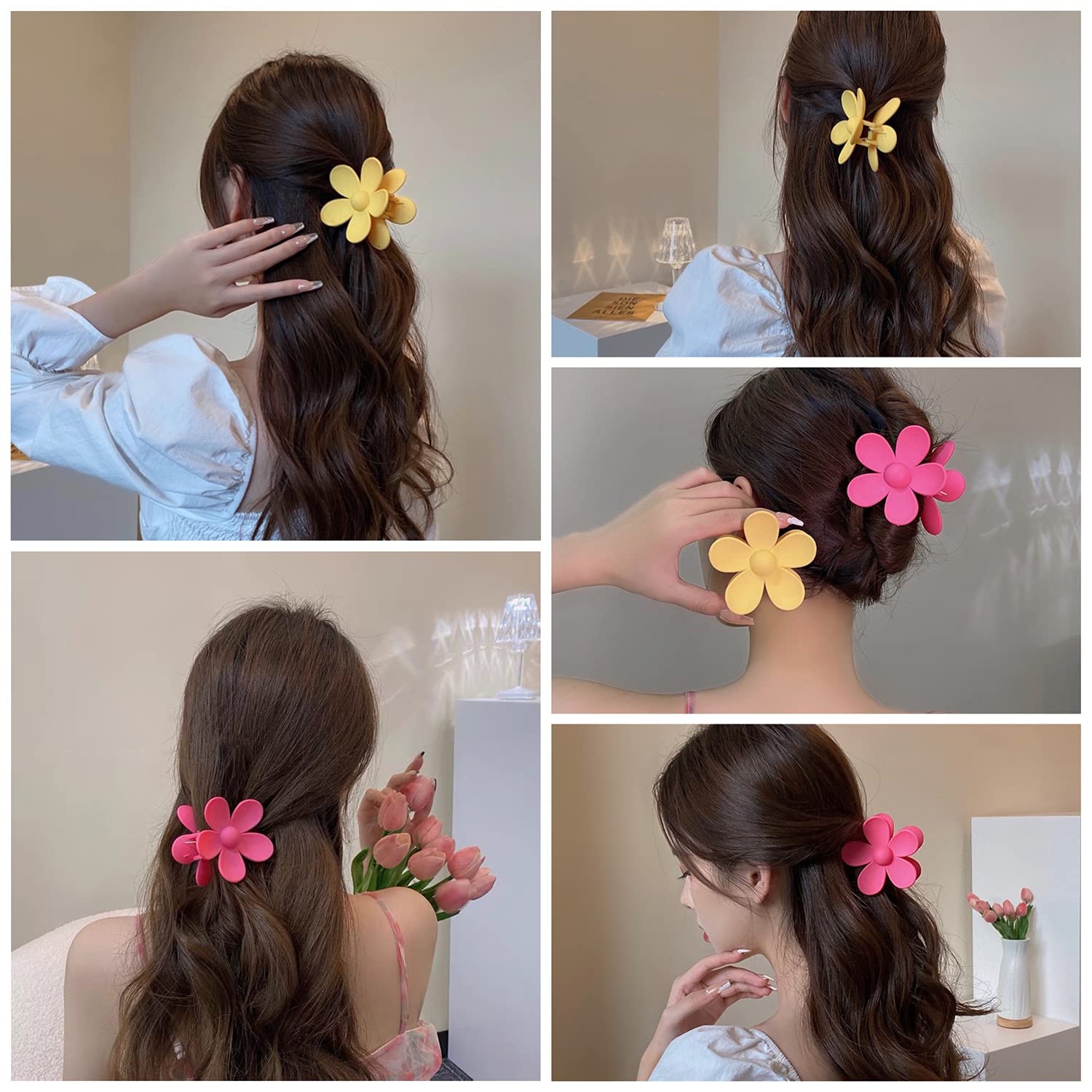 Janfun daisy shaped claw clips showing interlocking teeth mechanism