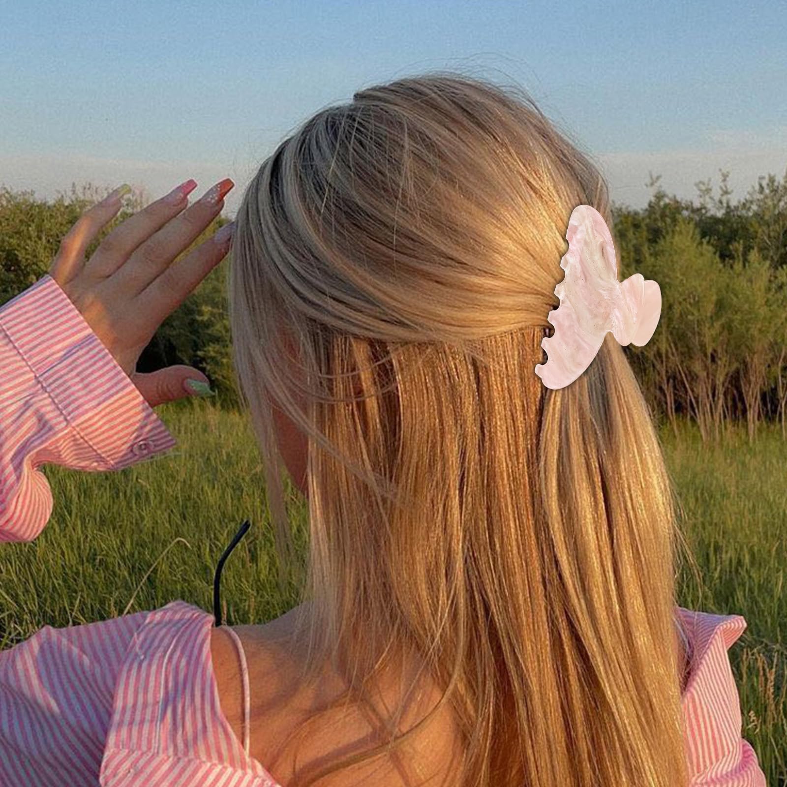 Side profile of glossy acrylic hair accessory