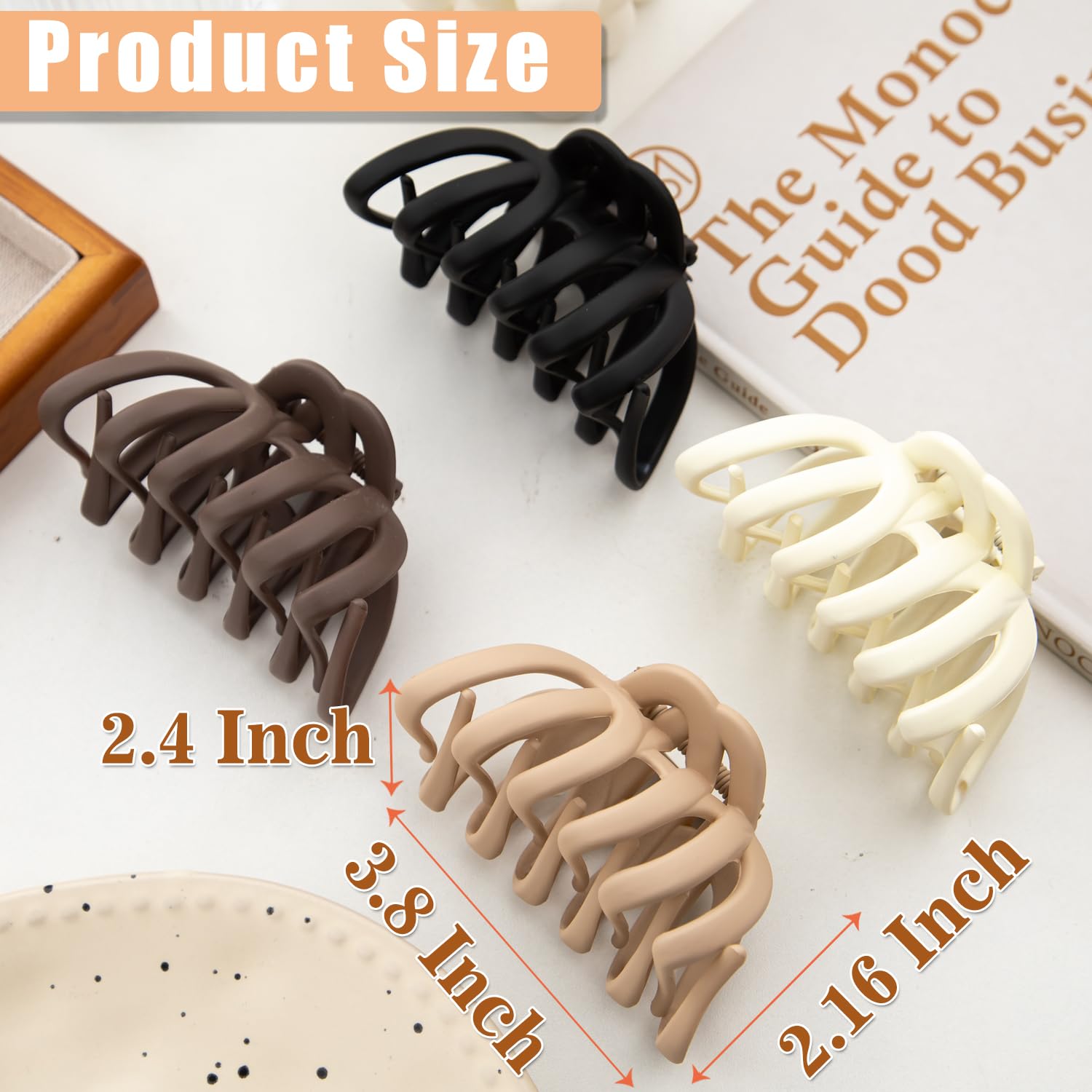 Close up of Korviza large matte hair claw clip