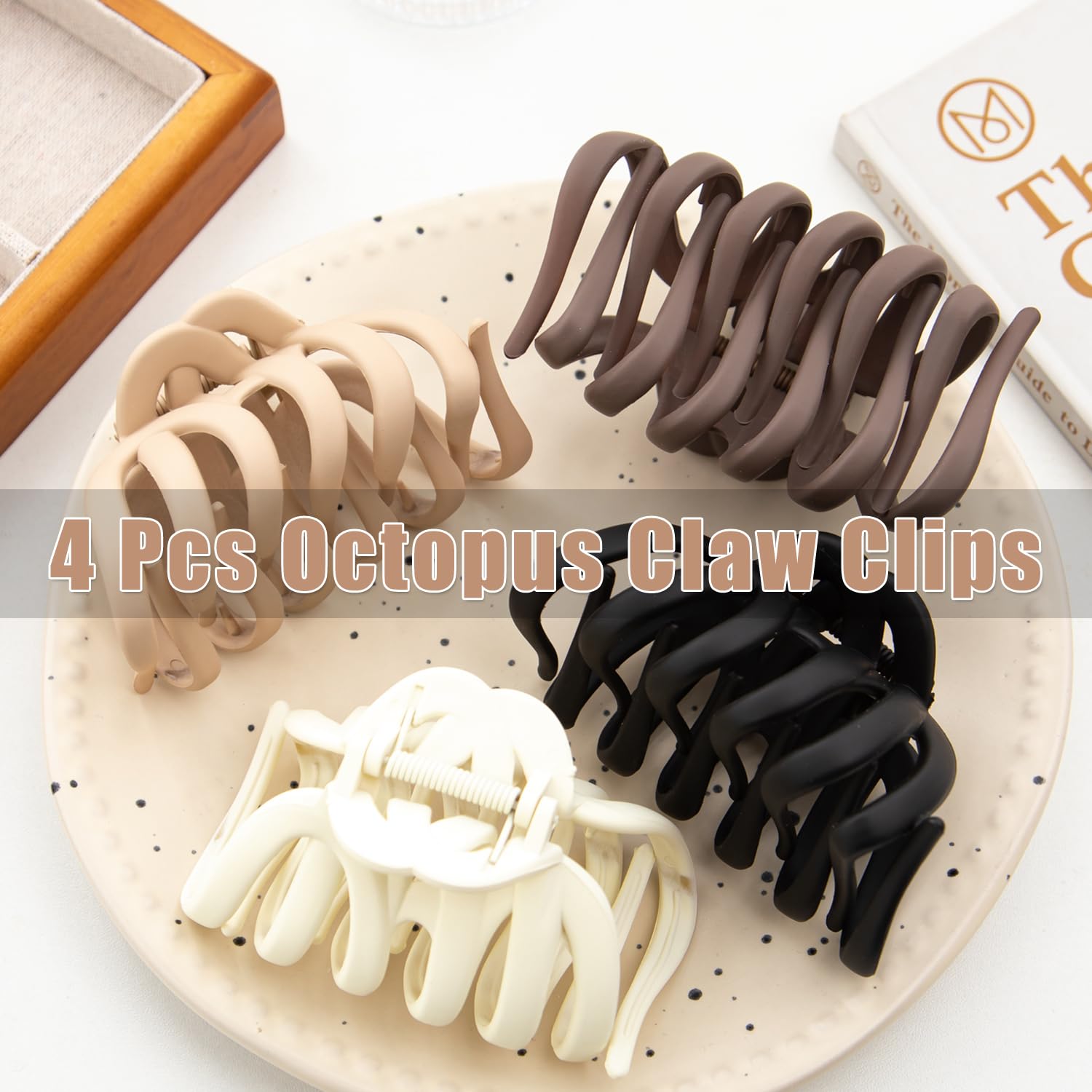 Neutral colored octopus jaw clips for thick hair