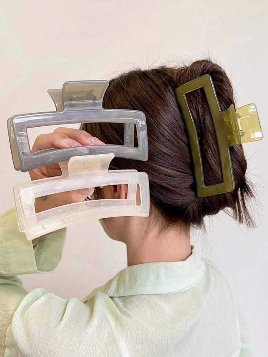 Four pack of 5 inch neutral hair claw clips for thick hair