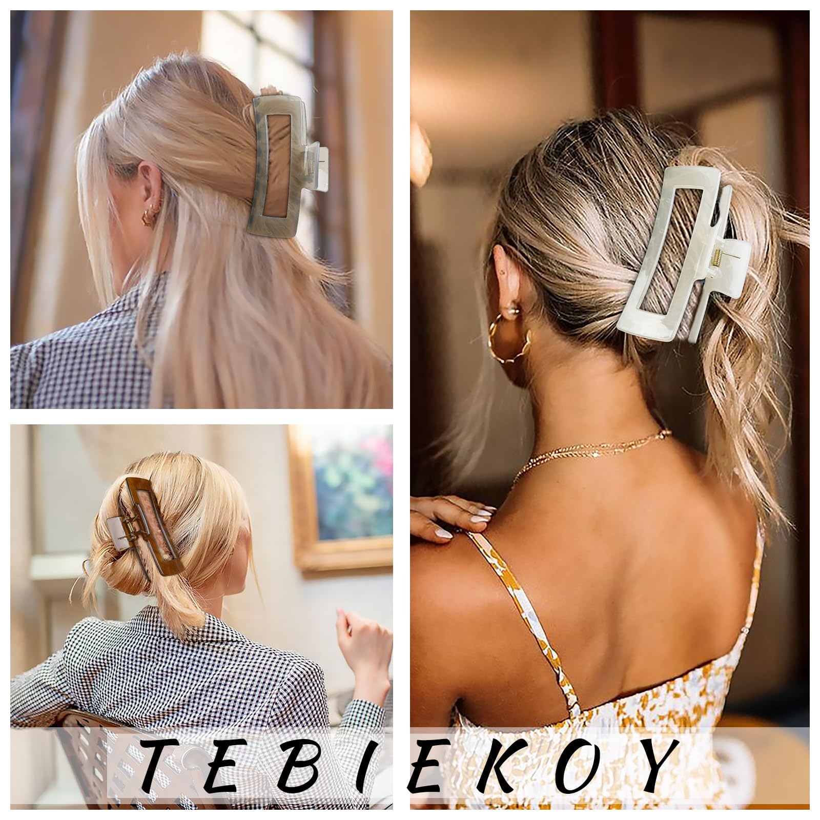 Durable acrylic material detail of Tebiekoy hair claw clip
