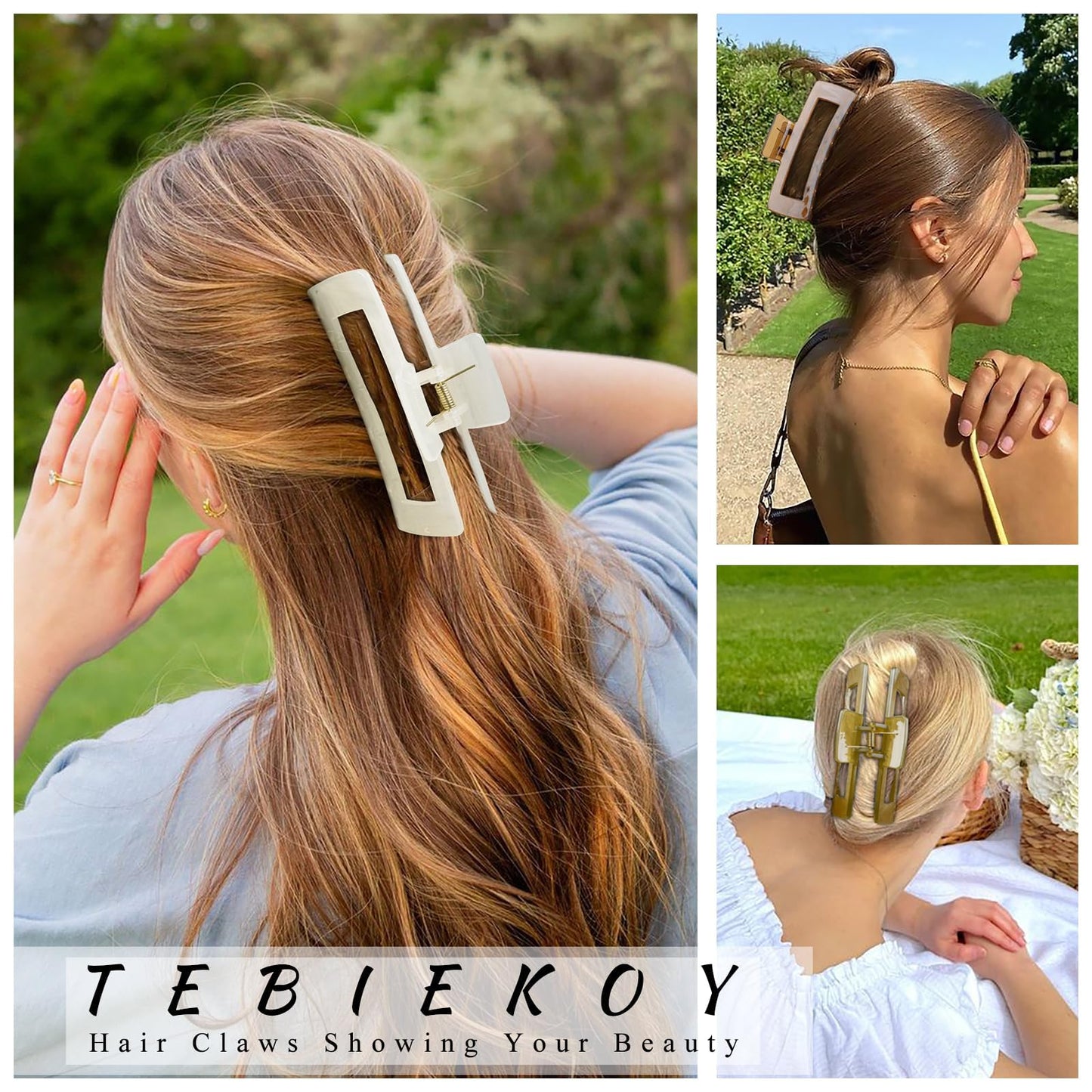 Hair claw clip demonstrating secure grip on thick hair