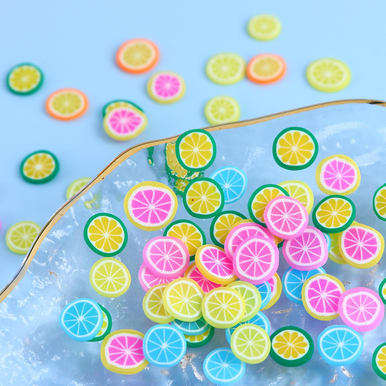 Vopintpy fruit charms applied to artificial manicure nails
