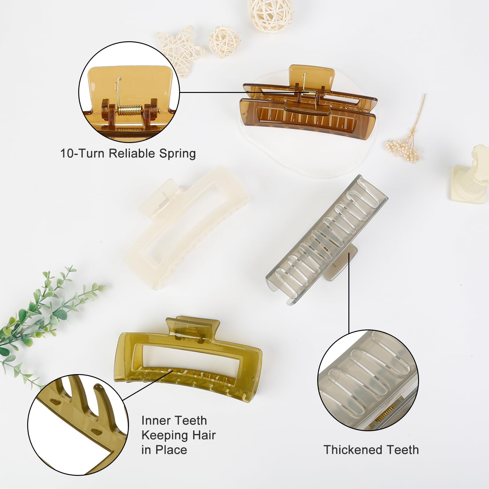 Assorted neutral color hair claw clips in set