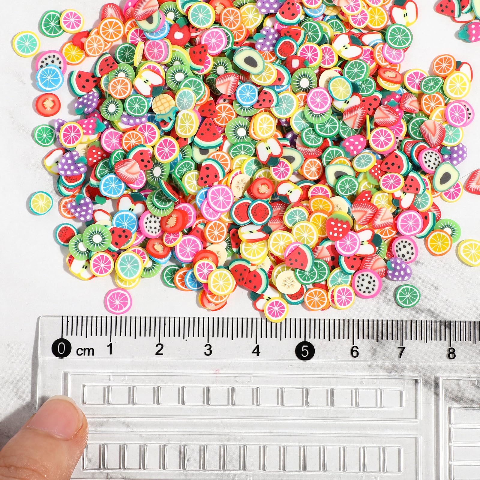 Assorted multicolor 3D fruit slices for nail art design