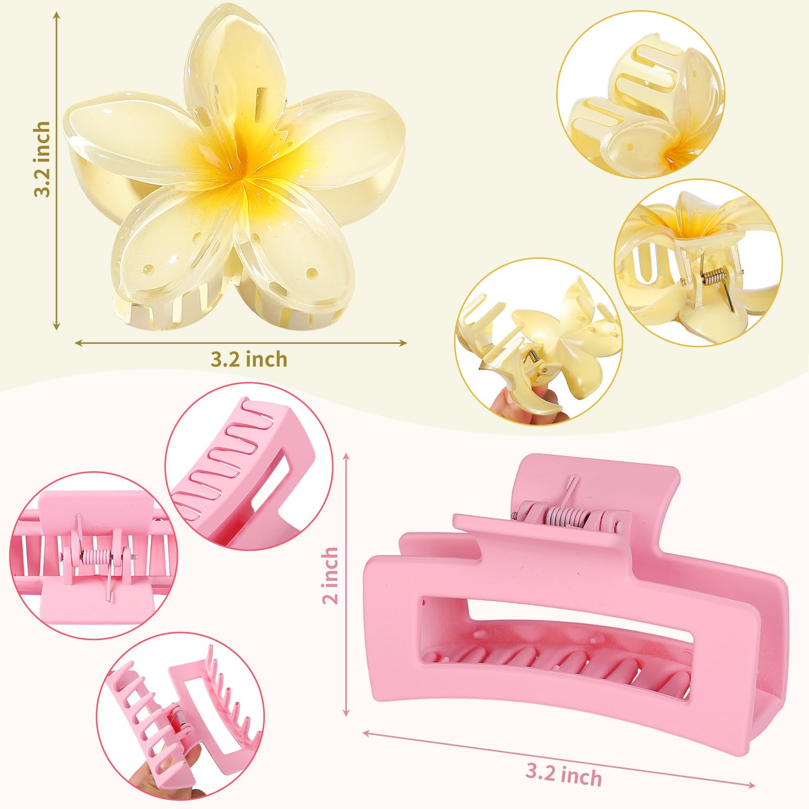 Back view of matte rectangle hair claw accessory
