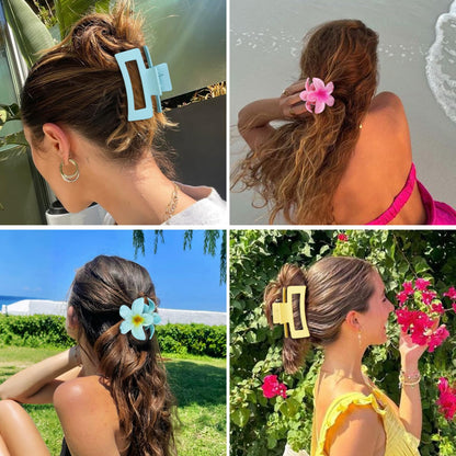 Side profile of plumeria medium hair claw clip