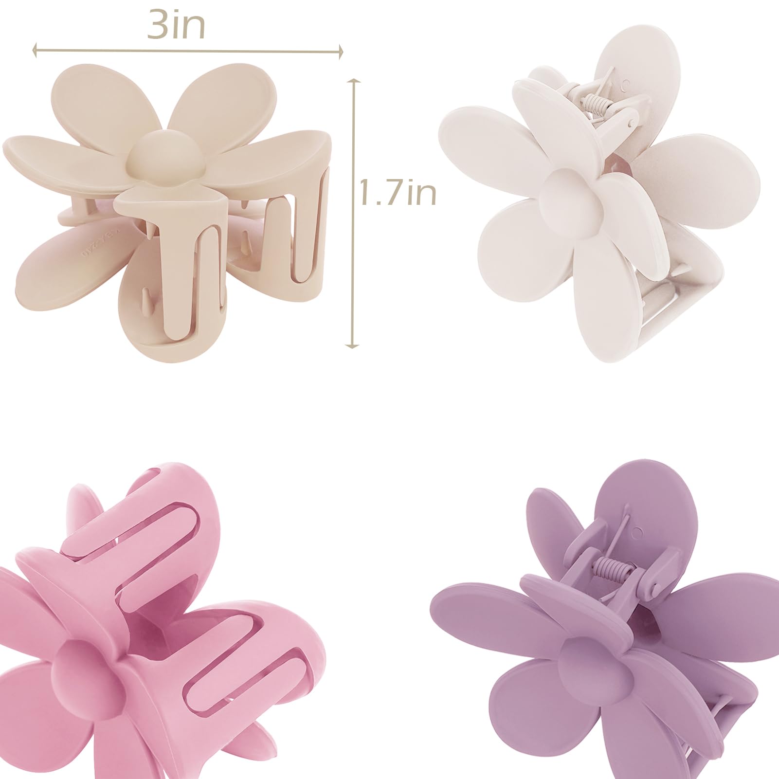 Mehak S matte flower claw clips arranged in a group of 6