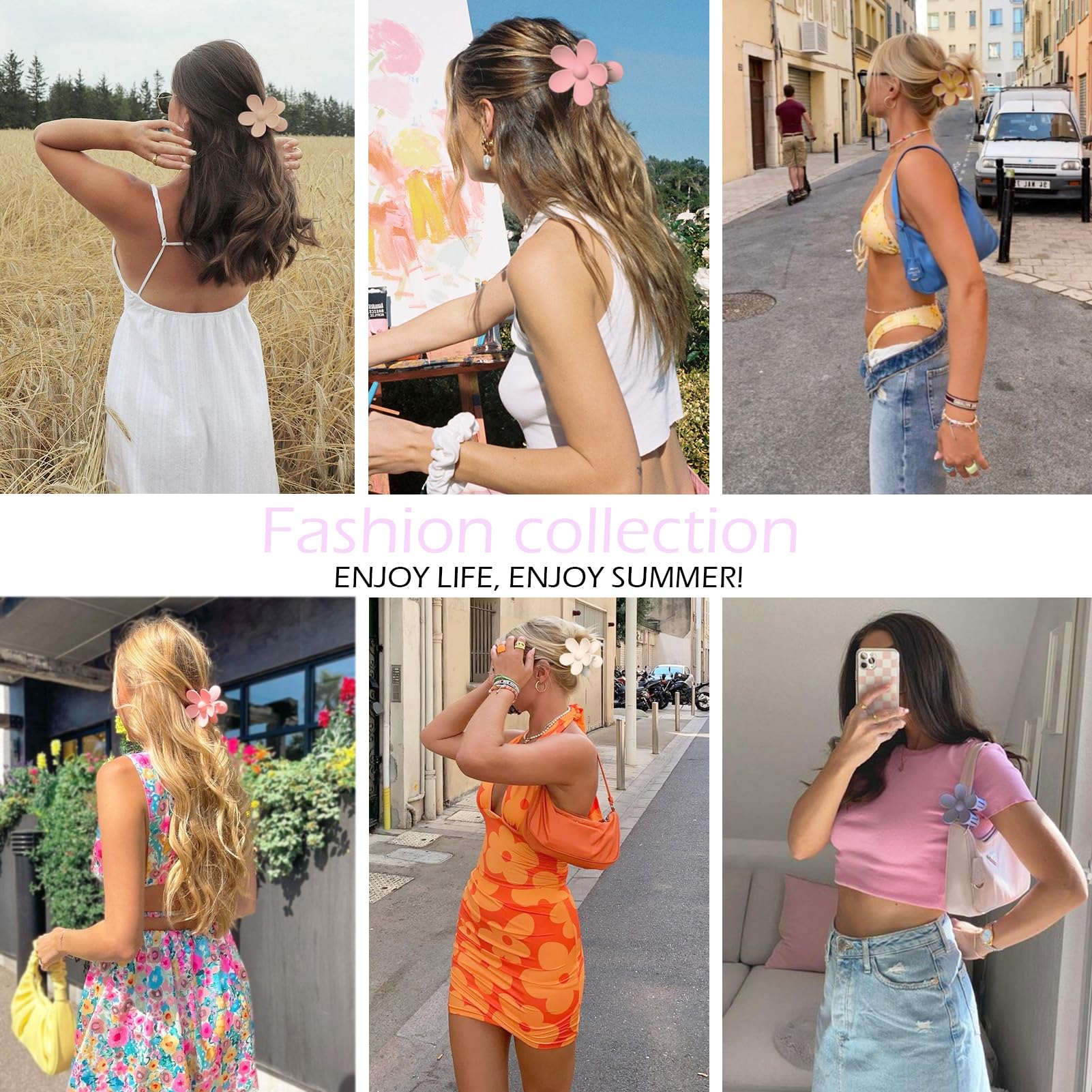 Model wearing a Mehak S large matte flower hair clip