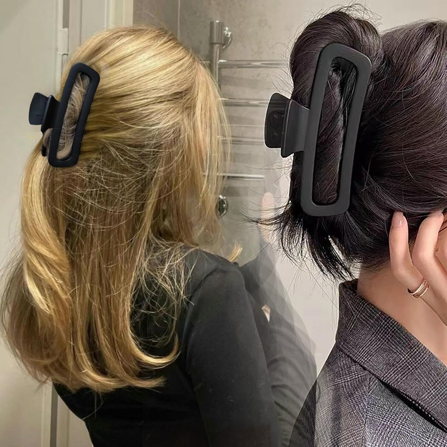 Nalodu 2 pack hair claw clips matte finish aesthetic