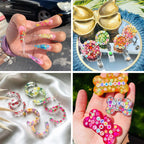 Assorted letter and number polymer clay slices in compartment