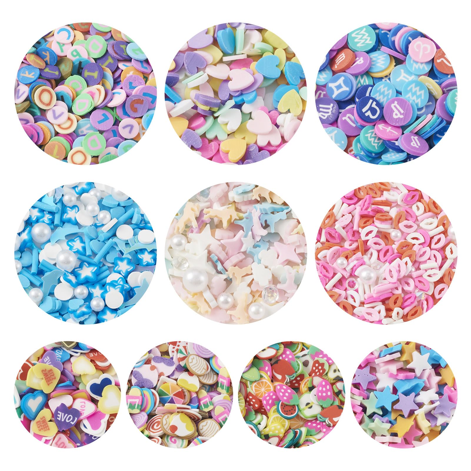 Crafting set of 10 styles polymer clay flatback stickers