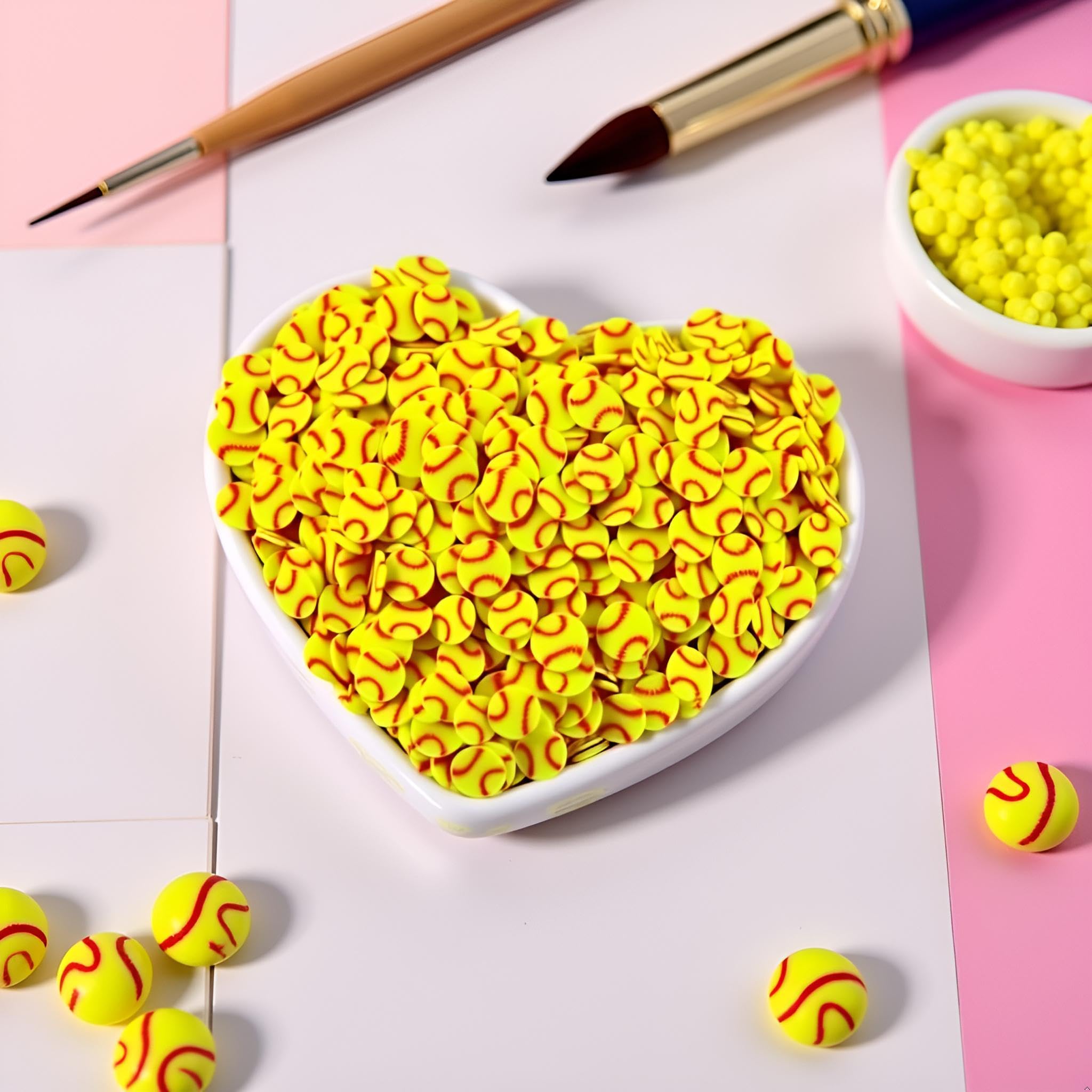 Softball polymer clay pieces for nail art